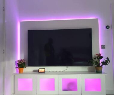Television system with built-in lighting (lights on)